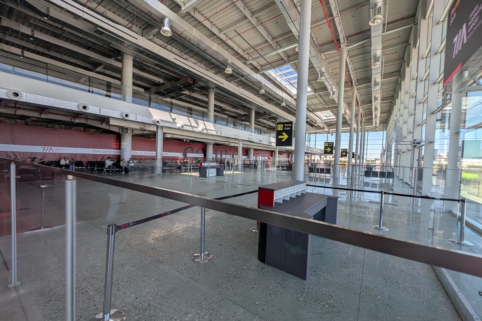 The modern departures hall of Tirana International Airport (TIA)