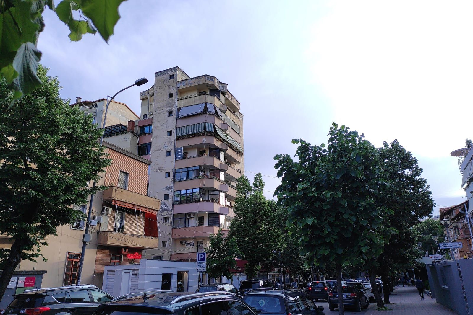 A leafy residential street in Tirana's Blloku neighbourhood